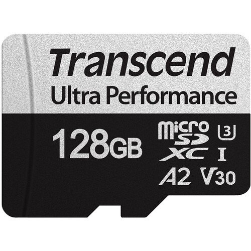 Transcend 340S 128Gb Ultra Perfromance Micro Sd Uhs-I  U3 V30 A2 Class10 - Read 160 Mb/S - Write 125Mb/S - With Sd Adptor - Tlc