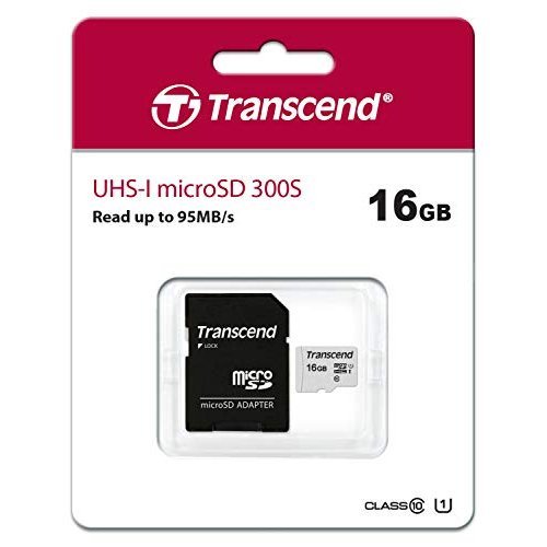 Transcend 300S 16Gb Micro Sd Uhs-I U1 Class 10 Read 95 Mb/S Write 45Mb/S With Sd Adaptor -Tlc